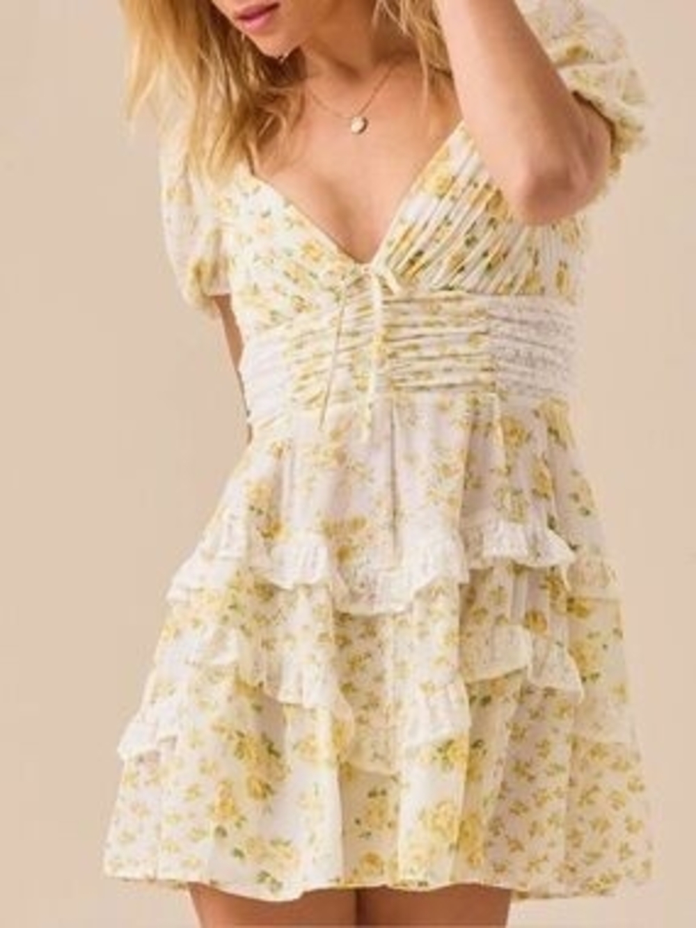 Altar'd State Aderny Floral Mini Dress - Yellow